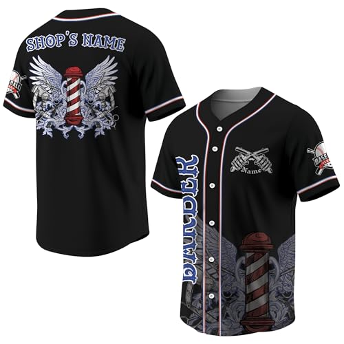 Custom Barber Jersey de Béisbol con Nombre y Número de Tienda, Estilo Urbano para Hombres miniatura 5