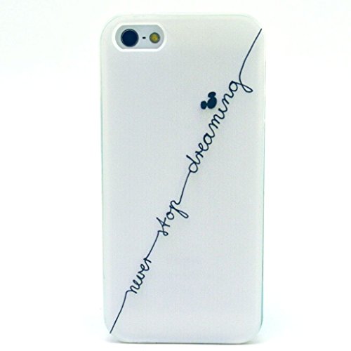 Iphone 5c Case, JAHOLAN White Never Stop Dreaming Quotes Clear Bumper TPU Soft Case Rubber Silicone Skin Cover for iphone 5c