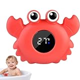 Bath Temperature Gauge, Crab Shape Bath Room Temperature Gauge, Safety Pregnancy Bathtub with LCD Display, Floating Water