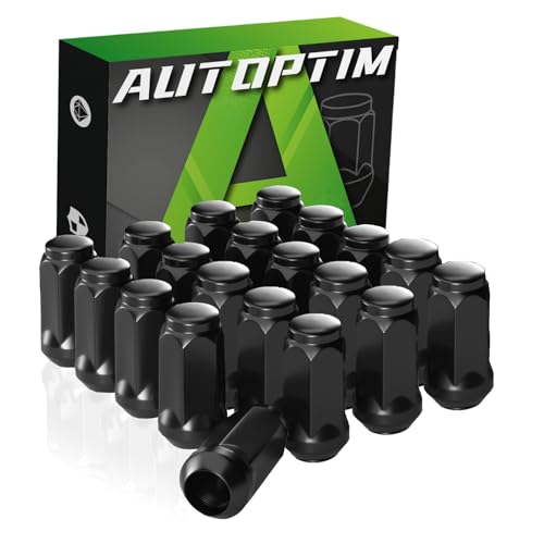 Image of AUTOPTIM M14x1.5 Lug Nuts Replacement for Chevy Camaro Corvette, Cadillac CT5 CT6 CTS, Dodge Challenger Durango Aftermarket Wheel, 20PCS Black Closed Acorn End Lug Nut
