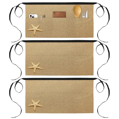 Demi-tablier de cuisine étoile de mer lot de 3 tabliers courts 3 poches pour bistrot et bar
