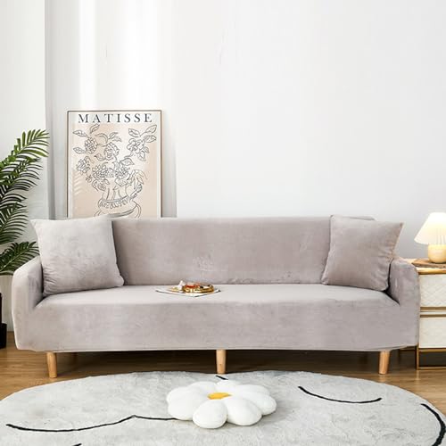 Housse de canapé en velours 3 places orange extensible et lavable
