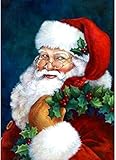 Full Drill Diamond Painting Kits for Adults, BENBO 11.8x15.8 Inch Santa Claus DIY 5D Rhinestone Embroidery Cross Stitch Pictures Arts Craft Christmas Home Wall Decor