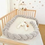PTKG Bett Deko Kissen für Schlafzimmer Antikollisions Teppich Kopfschutz Bettschlange Baby Nestchenschlange Geflochten Teppich und Dekoratives PlüSchkissen für Babybett,Y3,300CM