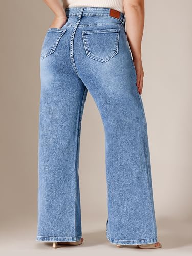 Image of Miss Chase A+ Women's Wide-Leg High Rise Regular-Length Stretchable Denim Jeans