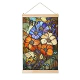 Woshuwo Buntglas-Blumengemälde zum Aufhängen, Leinen-Wandkunst, Heimkunst, modernes Kunstwerk, Bauernhaus-Dekoration, 40 x 60 cm
