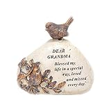 OnlineStreet Plaque funéraire en forme de rouge-gorge, cadeau ornemental, gravée avec un poème spécial sympathique | Une pierre de décoration funéraire personnalisée pour vos proches (grand-mère)