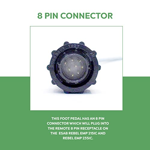 Nova Tig Welding Foot Pedal, Anti-Slip Grip, Compatible With Esab, 8-Pin Plug #TOP2