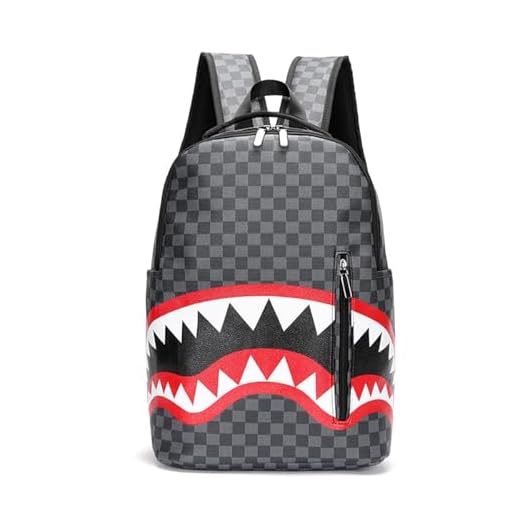 Stylish Shark Mouth Plaid Backpack