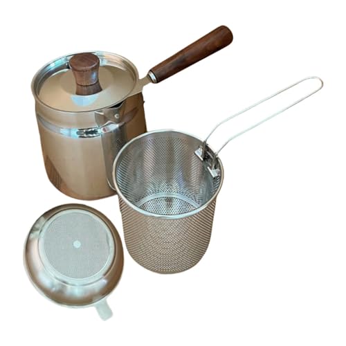 Pitycbo Mini Freidora, Recipiente para Almacenar Aceite, Olla para Freír Muslos de Pollo, Ideal para Acampar Al Aire Libre, Cocina Y Papas Fritas, con Cesta de Filtro, Individual