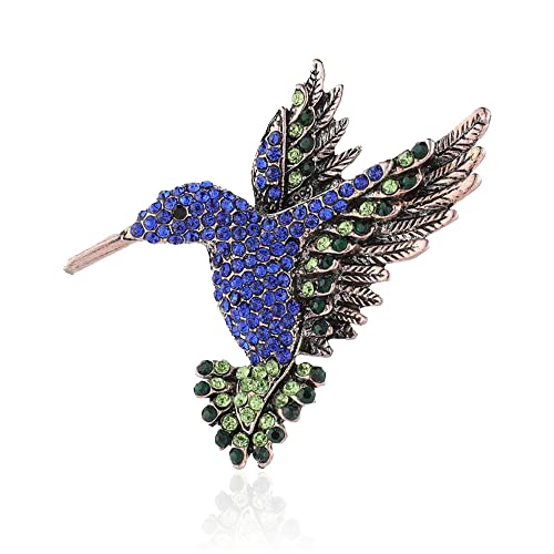 Image of Animal Hummingbird Brooch Pins for Women Fashion Bird Pins Elegant Rhinestone Crystal Animal Brooches Pin