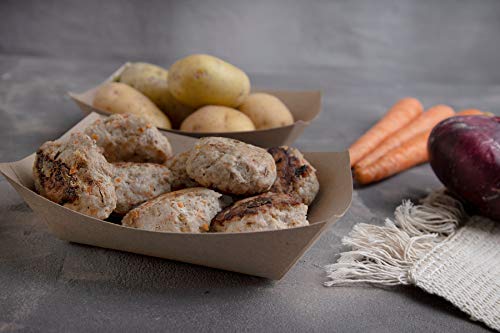 PaperMi Brown Paper Food Tray Disposable Kraft Hot Dog Tray, Paper Food Trays for Picnics, Carnivals, Camping - Food Serving Tray Holds Hot and Cold Food- USA Made (3Lb 250pc) - Thumbnail 4