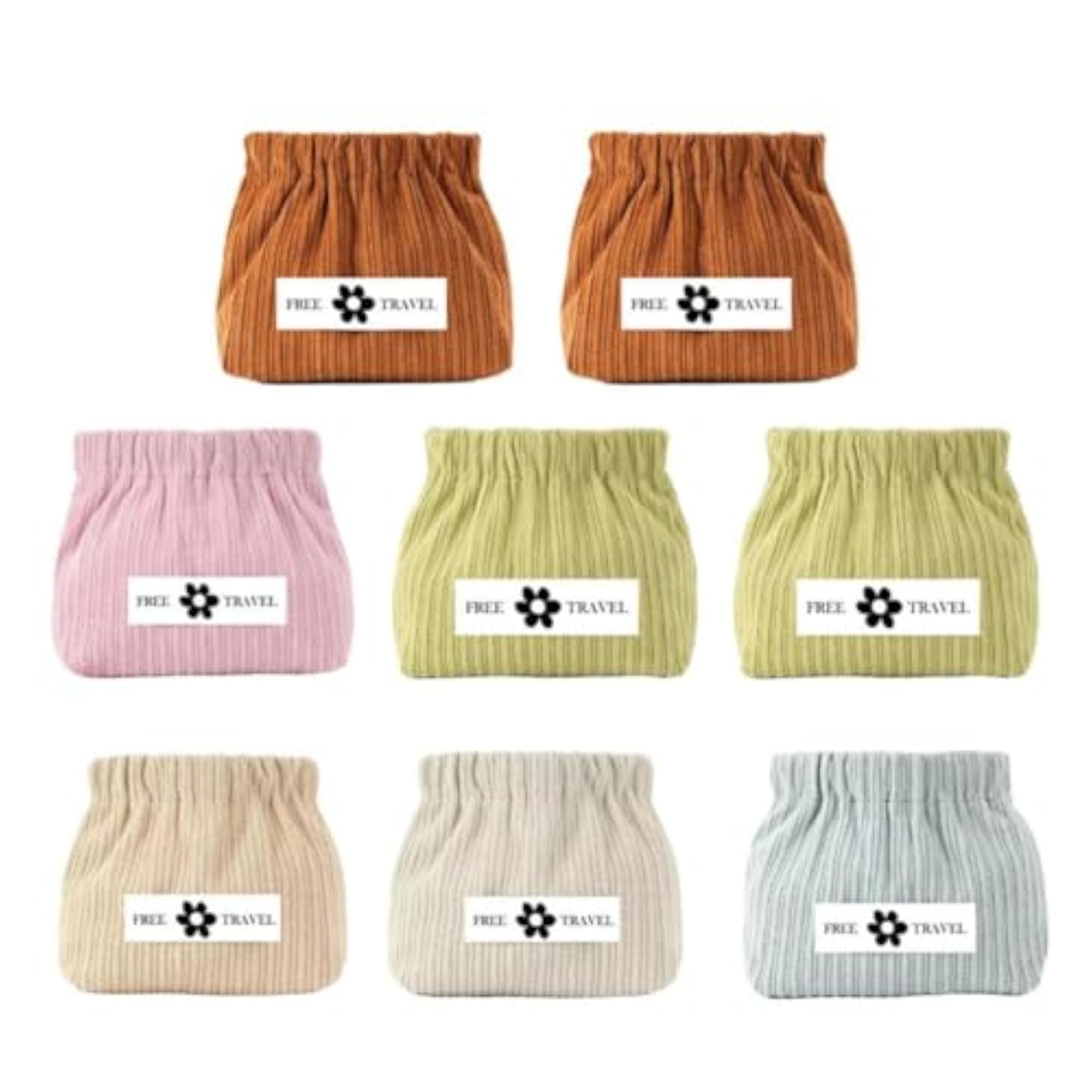 8 Pieces Corduroy Storage Bag Self Closing Makeup Pouch