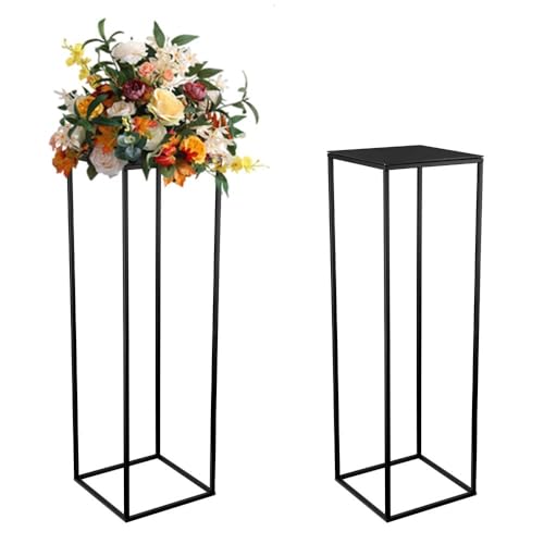 Image of 31.5inch 2 pcs Column Vases Metal Flower Stand Black Wedding Centerpieces for Tables Party Floral Stands for Flowers