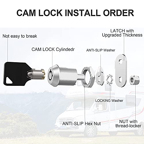 Image of 3 Pack RV Storage Locks, 5 /8 inch Cabinet Locks with Keys, RV Cam Locks for Storage Door Drawer Toolbox Mailbox, Zinc Alloy