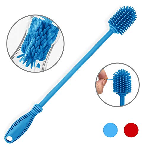 Image of Silicone Bottle Cleaning Brush with Long Handle, Water Bottle Cleaner for Baby Bottles, Hydro Flask, Sports Bottle, Vase, Glassware, Perfect for Smaller Diameter Bottle Openings (Qty 1)