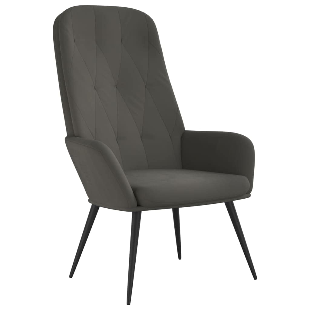 Chaise relax gris foncé en velours coin lecture cocooning