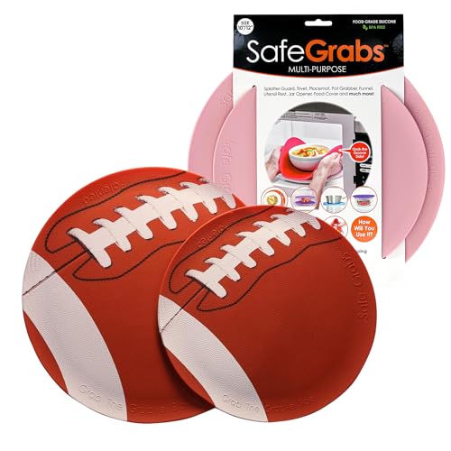 Image of Safe Grabs: Multi-Purpose Silicone Original Microwave Mat as Seen on Shark Tank | Splatter Guard, Trivet, Hot Pad, Pot Holder, (BPA Free, Heat Resistant, Dishwasher Safe), Mauve & Football