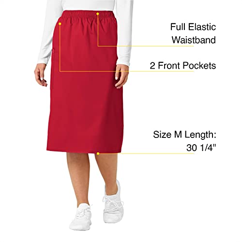 WonderWink WonderWORK Women’s Pull-On Cargo Skirt — Red, X Large - Thumbnail 2