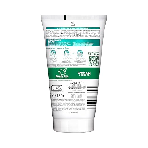 Garnier Pure Active 3in1 Clay Mask, Wash & Scrub for Oily Skin - Image 2