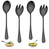 HREDZEO Salatbesteck Edelstahl,4 Pcs Salatbesteck Schwarz 2 Salatlöffel und 2 Salatgabeln Edelstahl Salatgabeln Salatlöffel für Restaurant, Haus, Hotel, Picknick