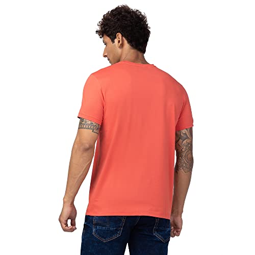 Image of Spykar Round Neck Half Sleeves Blended Slim Fit T-Shirt for Men
