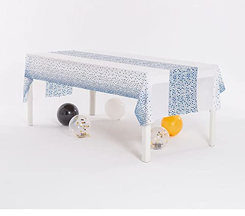 Yikangheng 2 Pcs Disposable Dot Print Plastic Tablecloth, 108 Inch X 54 Inch Ractangle Tablecover, For Party, Dance And Picnic (Blue) #TOP1