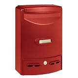 ALUBOX EUROPA MAXI Cassetta Postale Da Esterno 39X29X10 Cm Cassetta Posta In Alluminio Pressofuso Cassetta Lettere Completa Di Portanome Impermeabile Formato Rivista (ROSSO)