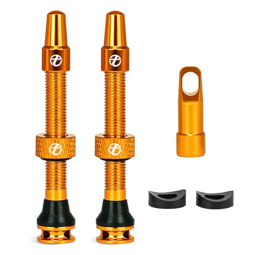 Thinvik Presta Tubeless Valve Stem 48mm Super Light Alloy for Tubeless Tires-2 Tubeless Valve Stems (with Aluminum Alloy Valve Cap) + Valve Core Removal Tool