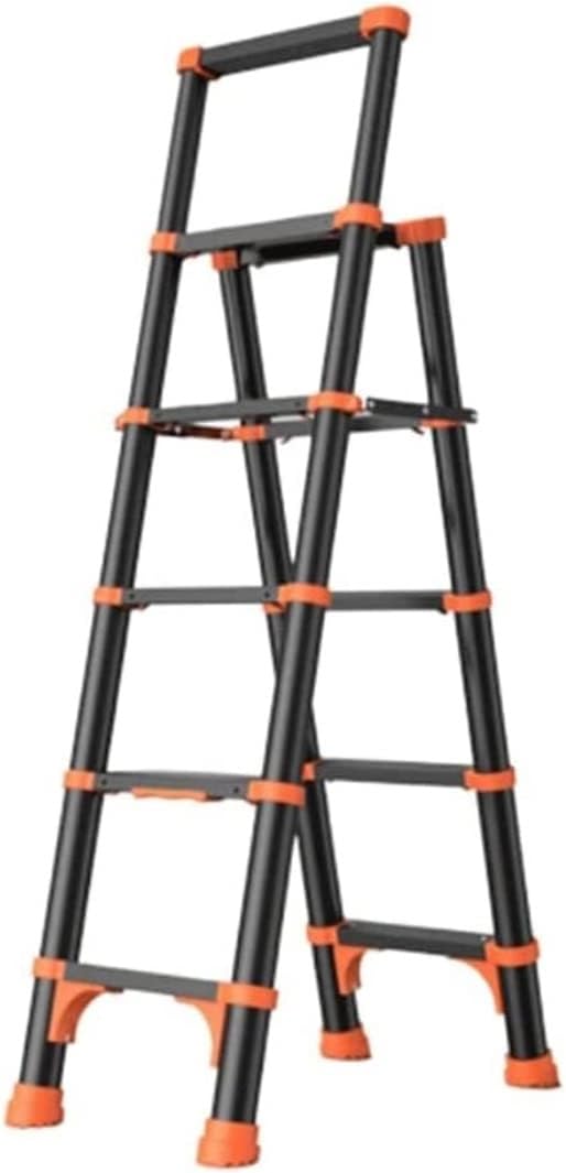 Step Ladder Folding Step Stool Extension Ladder Home Telescoping Ladders Type A Aluminum Folding Ladder Sturdy Portable Step Ladders 330Lb Folding Ladder Telescoping Ladder ( Color : Black , Size : 5