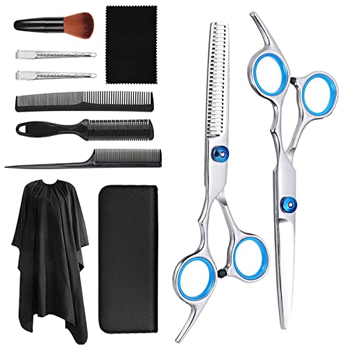 Hairdressing scissors, Hairdressing Shears Kits,11 pcs stainless steel hairdressing scissors, professional thinning scissors for barber/salon/home/men/women/children/adults