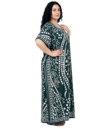 Image of Oussum Plus Size Kaftan Dresses for Women, Polyester Summer Caftan Cover Up Maxi Beach Dress, 1X-3X