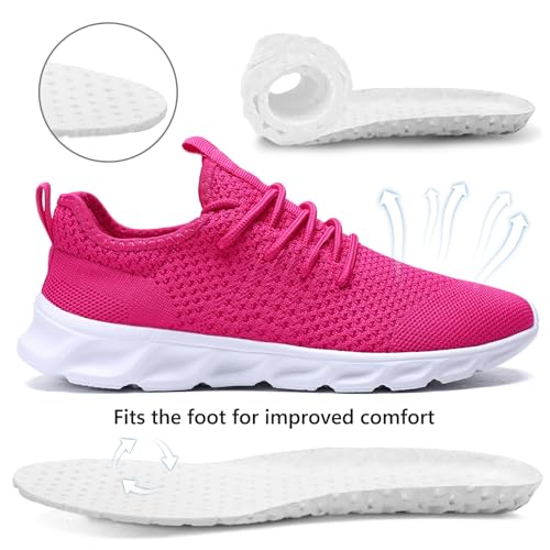 Image of Tvtaop Running Shoes Womens Sneakers Tennis Walking Workout Gym Shoes Lightweight Comfortable Trail Running,Hot Pink,Women's Size 9.5