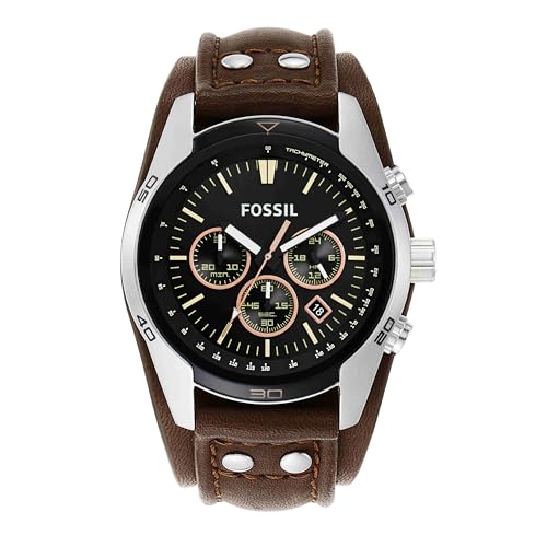 Montre chronographe Fossil Coachman homme CH2564 cadran 45mm bracelet cuir marron
