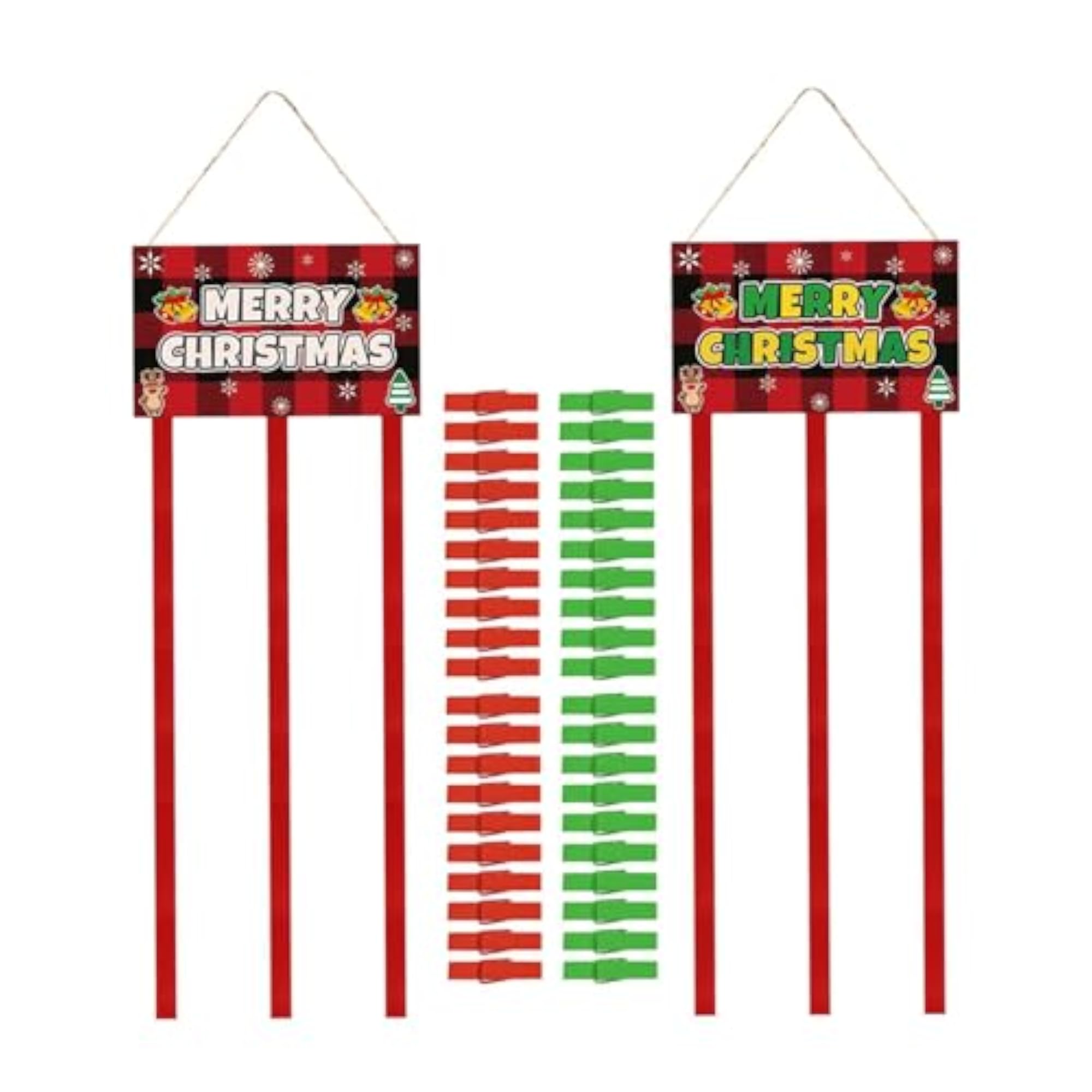 2X Christmas Card Holder with 40 Photo Clips for Decoration
