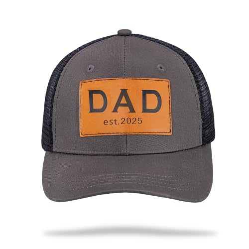 PRESANEW Dad Hat for Men New Dad Cap First Time Dad Gift Baby Announcement Matching Father and Son/Daughter/Wife/Husband Outfits Dia Del Padre est 2025 Grey