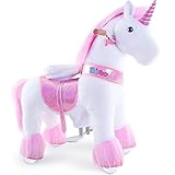 PonyCycle Authentic Ride on Unicorn Toys for Girls (with Brake/ 29.9' Height/ U3 for Age 3-5) Pink Unicorn Kids Ride on Toys Plush Walking Unicorn Ux302