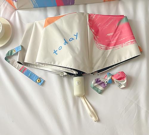Image of House of Quirk 3-Fold Travel Umbrella - Auto Open /Close Ultra Light and Small Mini Umbrella with Carrying Pouch