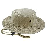 The Hat Depot 100% Cotton Stone-Washed Safari Wide Brim Foldable Double-Sided Outdoor Boonie Bucket Hat (L/XL, 3. Pigment - Khaki)