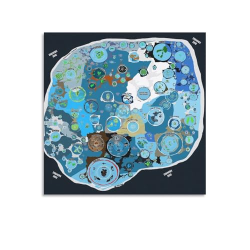Sfgumjuwd Flat Earth Map Terra Infinita Realm Poster Lands Beyond The Ice Canvas Poster Wall Art Decoration Print Painting 16x16inch(40x40cm)