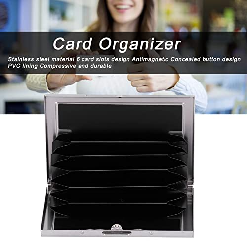 Credit Card Holder,6 Card Slots Antimagnetic Stainless Steel Credit Card Wallet Business Card Holder for Women Men Blocking Minimalist Metal Pop Up Wallet (Black)2