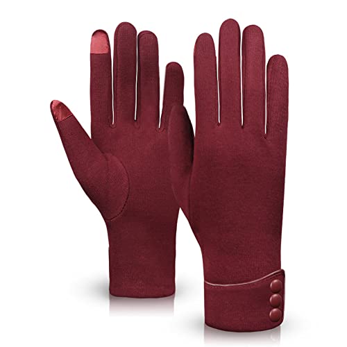 AHDMR Gants de Cyclisme pour Femmes Gants à Doigts Complets en Polaire Thermique Gants à Ecran Tactile Hiver Epais Moufles de Sport Extérieur Moto Vélo Ski Snowboard Coupe-Vent pour Cyclistes Skieurs Cover