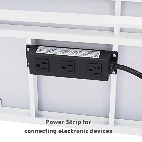Farray Electric Glass Standing Desk With Drawer, 45 X 24 Inch Adjustable Height Desk With Power Strip & Usb Ports, White Stand Up Desk, Sit Stand Desk Glass Top #TOP6