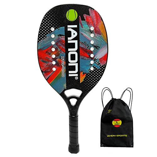 Beach Tennis Paddle Beach Tennis Racket Carbon Fiber with EVA Memory Foam Core Tennis Paddles (Black)