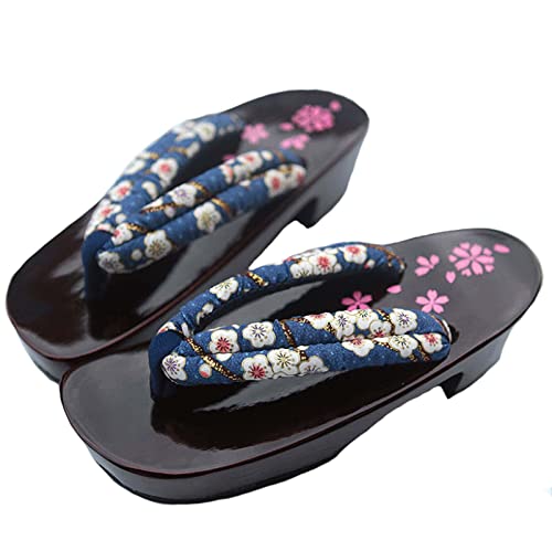 YANMUZI Sandales Geta, Sandales Geta en Bois Sabots pour Femmes Tongs japonaises Traditionnelles à Talons Hauts Pantoufles Cosplay Anime Accessoires,A-40-42 Cover