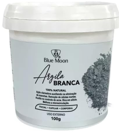 Blue Moon Argila Branca Natural, Máscara Facial, Capilar e Corporal, 100g