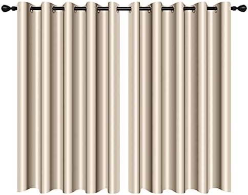 100% Blackout Curtains - Eyelet Ring Top Thermal Insulated Curtains, Noise Reducing & Energy Saving Curtains for Bedroom/Living Room/Nursery, W66 x L90 Inch (168cm x 229cm), 2 Pieces, Duck Egg