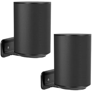 PlusAcc Wall Mount for Studio & Era 100 - Metal Space-Saving Holder Stand Bracket Shelf Compatible with Sonos Era 100 & Ech0 4th Gen, Built in Cable Management（2 Pack, Black）