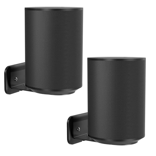 PlusAcc Wall Mount for Studio & Era 100 - Metal Space-Saving Holder Stand Bracket Shelf Compatible with Sonos Era 100 & Ech0 4th Gen, Built in Cable Management（2 Pack, Black）