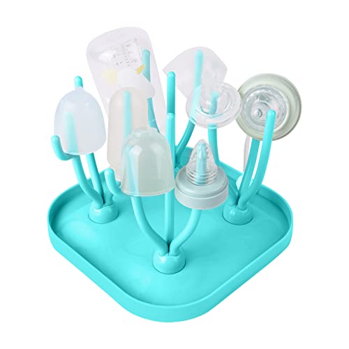 Vicloon Baby Bottle Drying Rack, Baby Bottle Drain Holder with Detachable Drip Tray, Baby Drying Rack Ideal for Bottles, Teats, Cups, Reusable Baby Bottle Holder Baby Accessories（Blue)